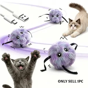Plush Electric Smart Pet Jump Ball, Automatic Rolling Ball, Intelligent Sensor Cat Self-Amusement Toy, USB Rechargeable, Fun & Engaging Playtime