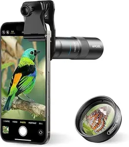 APEXEL 10X Tele-Macro Pro Dual Lens 2-in-1 Portable Clip-On Telephoto & Macro for iPhone Samsung Smartphones Superior Clarity Sharpness Travel Concert Exploration Cellphone Installation
