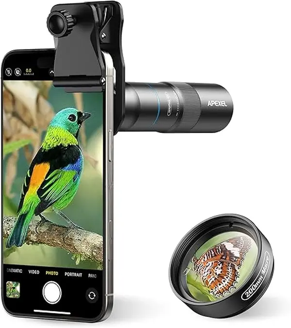 APEXEL 10X Telephoto & Macro Lens 2-in-1 for iPhone Samsung Smartphones – Clip-On Telephoto Lens for Travel & Exploration, Dual Phone Lens Kit for Concert, Wildlife, & Macro Mobile Photography