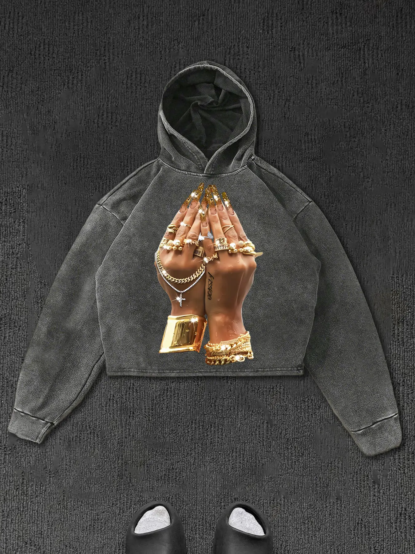 Street Style Long Sleeve Casual Hoodie Sweatshirts with Jewelry Print, Loose-Fit Geometric Graphic Design, Warm & Comfortable for All Seasons Hoodie Tops