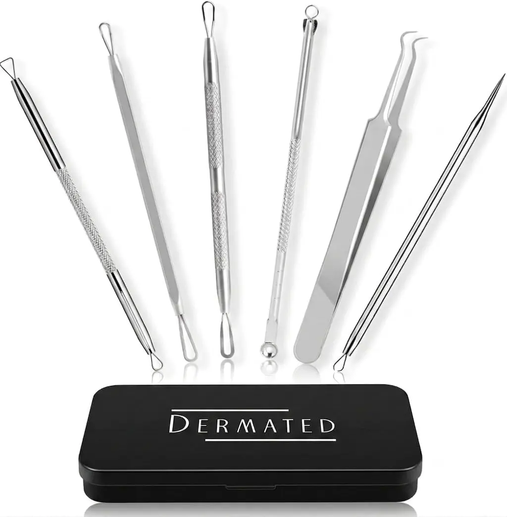 6 Pcs Blackhead Remover Tools 410 Grade Stainless Steel | Pimple Popper Tool Kit | Stainless Steel Professional Pimple Extractor Tool Kit for Blackheads, Comdone, Acne, Zit, and Whiteheads