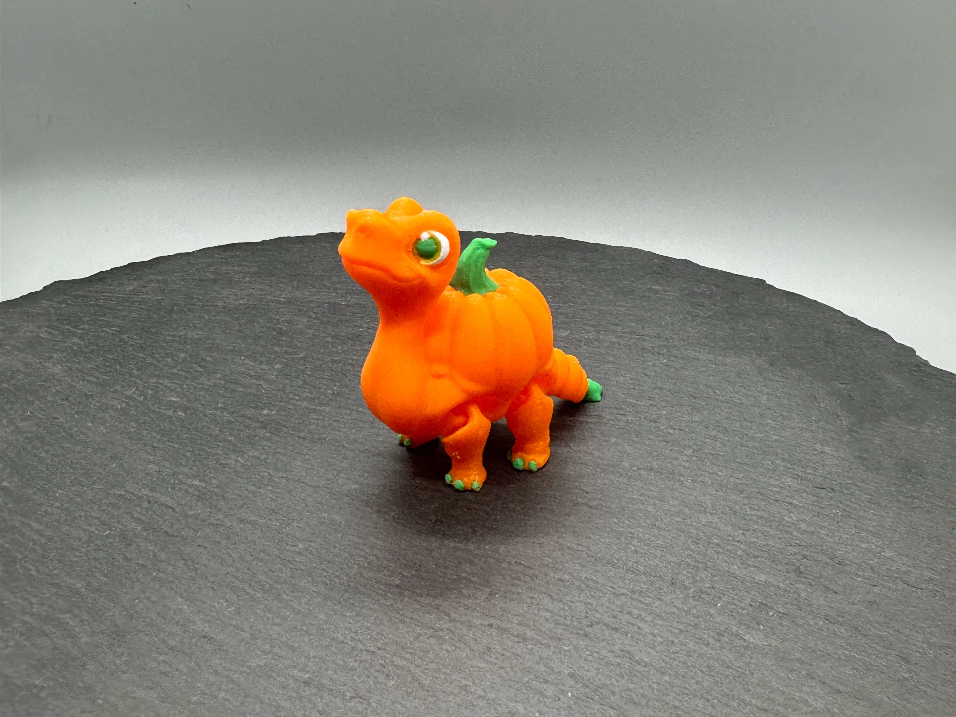 3D Printed Pumpkysaurus the Articulated Pumpkin Dinosaur - Fidget Animal Friend