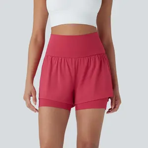 Halara Softlyzero Airy Super High Waisted 2-in-1 Cool Touch Yoga Shorts 5'' with Pockets