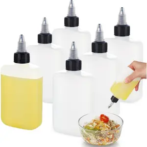 6 Pack Mini Squeeze Bottles for Liquids for Camping Kitchen, Camping Cooking, 4oz Mini Oil Bottles, Small Liquid Containers Leak Proof, Travel Oil Bottle