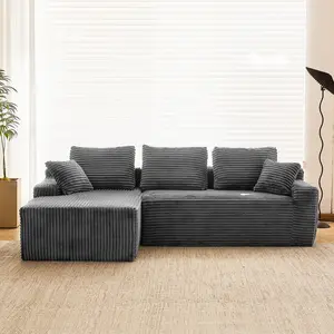 Fareforth Corduroy Couch 104" L Shaped Custom Sofa with 5 Free Pillows, Comfortable Soft Living Room Luxury Boneless Style Modular Couch ,Free Combination Design,Deep Seats for 4–6 People,Friends Party Time, Family Gatherings