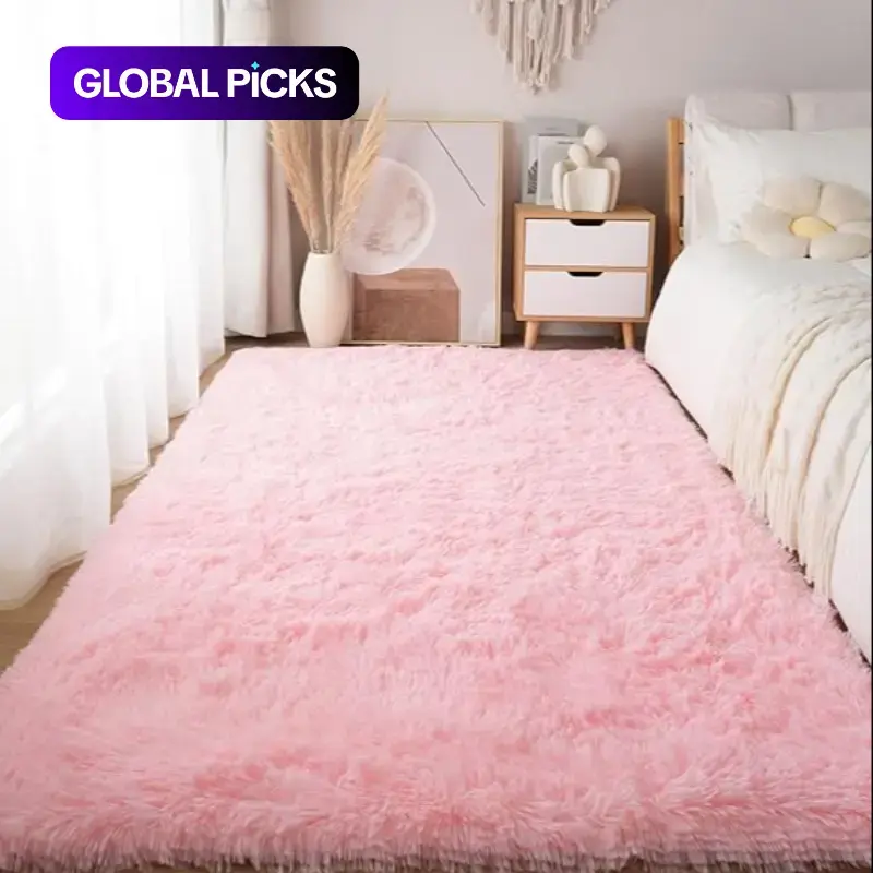 Solid Color Fluffy Rug, 1 Count Non-slip Soft Thickened Floor Mat, Decorative Carpet for Home Living Room Bedroom Hotel Dormitory #TOP PICKS