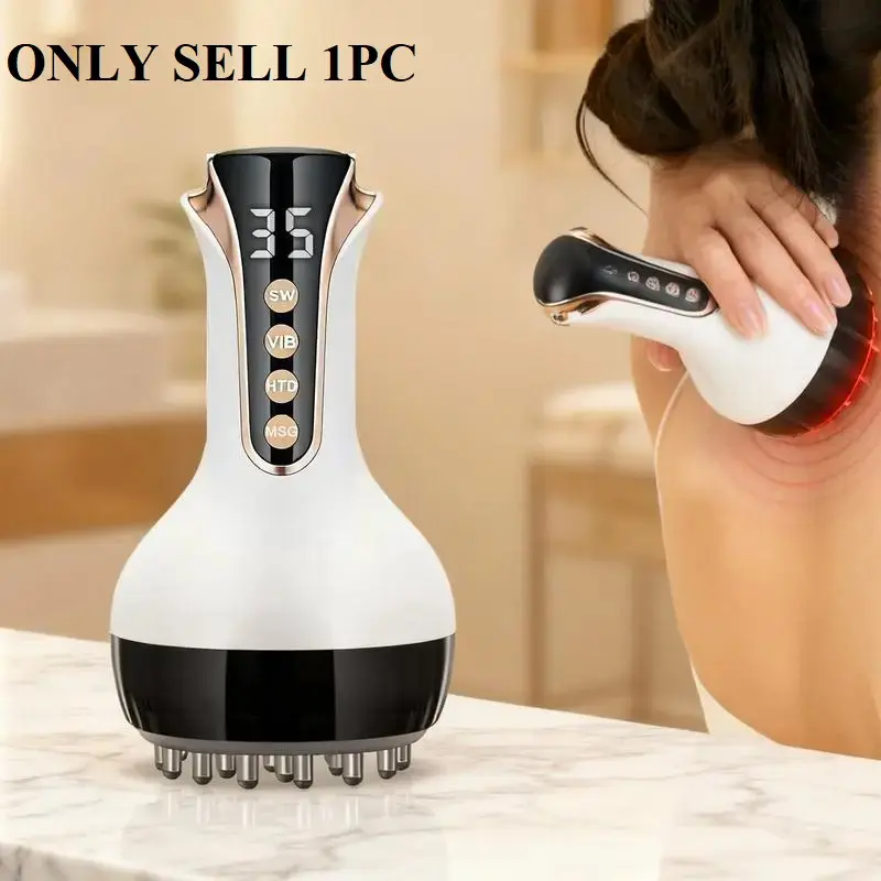 1 piece Electric Meridian Massage Gua Sha Device, Lymphatic Drainage Tools, Cellulite Remover Lymphatic DrainageMassager, 35 Speed Levels Vibration with Red Light Heat Therapy, Rechargeable MicrocurrentBody Massager for Muscle Relaxation