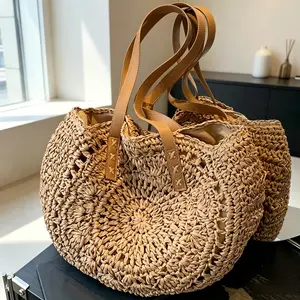 2026 New Straw Woven Large Capacity Single Shoulder Tote Bag - Stylish, Simple, Casual Sports & Outdoor Accessory for Beach Vacation