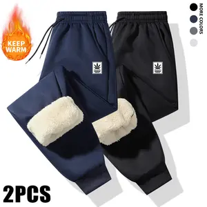 Men'S Casual Plush Sweatpants with Adjustable Drawstring Waist & Zippered Pockets - Comfortable Cold-Resistant Thickened Men'S Pants Warm Sweatpants Sports Leggings Warm Casual Sports Pants