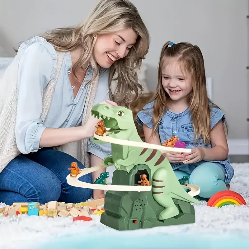 Dinosaur Toys, Dinosaur Climbing Stairs Track Slide Toy, Electric Dinosaur Climbing Stairs Slide Toy with 3 Cars, Track Toy, Toy Set, Gift, Christmas Gift