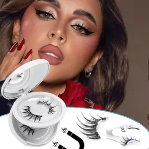 One Box 2 Pairs Magnetic False Eyelashes Pointed Design Cartoon Eye Natural Style Natural Look Makeup Suitable for Most Occasions