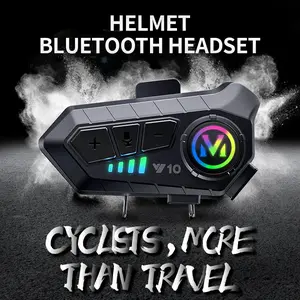 Y10 Motorcycle Helmet Headset Stereo Voice Control Bluetooth Hands Free Call  2000mAh With Ambient Light
