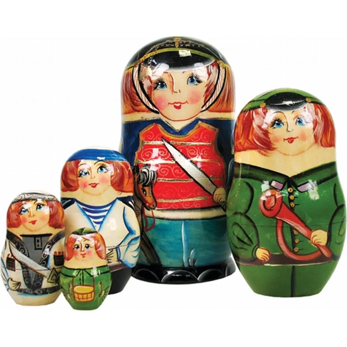 212 MAIN Collectible Russian Folk Wooden Nutcracker Doll Set - 5-Piece Freehand-Painted Nested Prince Set, 6.5in Rich Home Decor for Holiday Memories, Decorative