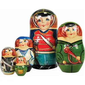G.Debrekht  Russia Nested Dolls Nutcracker Prince 5 Nest Doll 6.5 in.