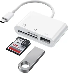 USB C to SD Card Reader, BnmxTek SD Card Adapter with SD MicroSD USB 3 Ports, USBC Memory Card Reader for iPhone 15 16, iPad, Mac, MacBook Pro/Air, Android and More USB-C/Type C Devices Portable