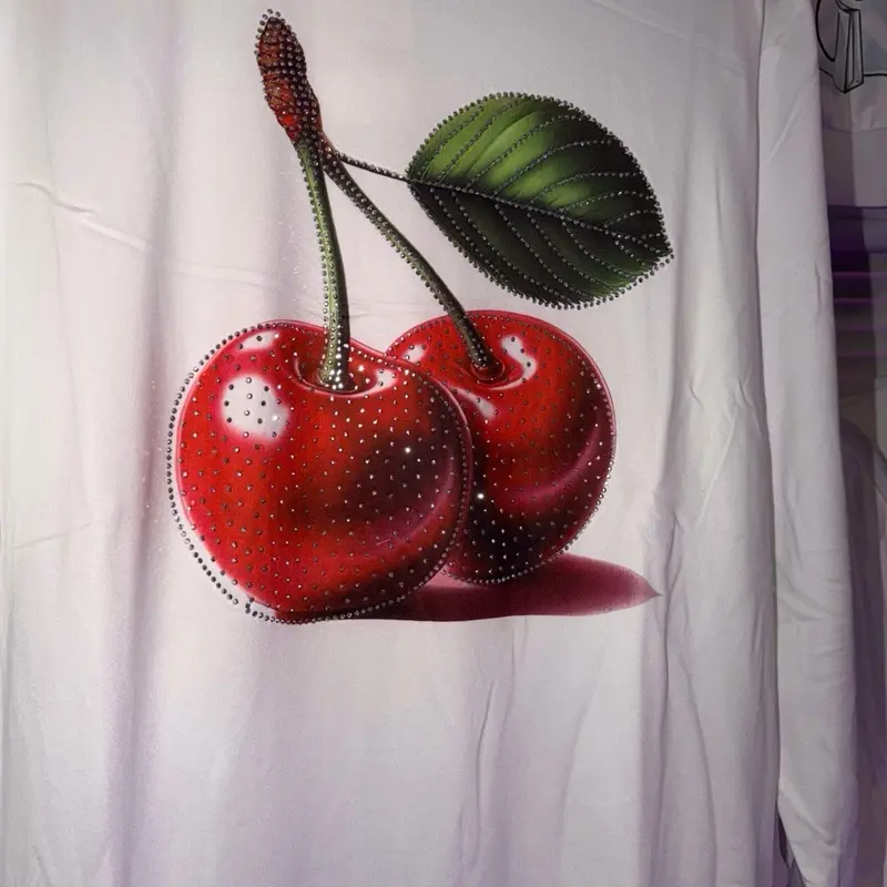 Long Sleeve Cherry Rhinestone Shirt