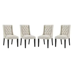 Modway Baronet Dining Chair Fabric Set of 4 in Beige