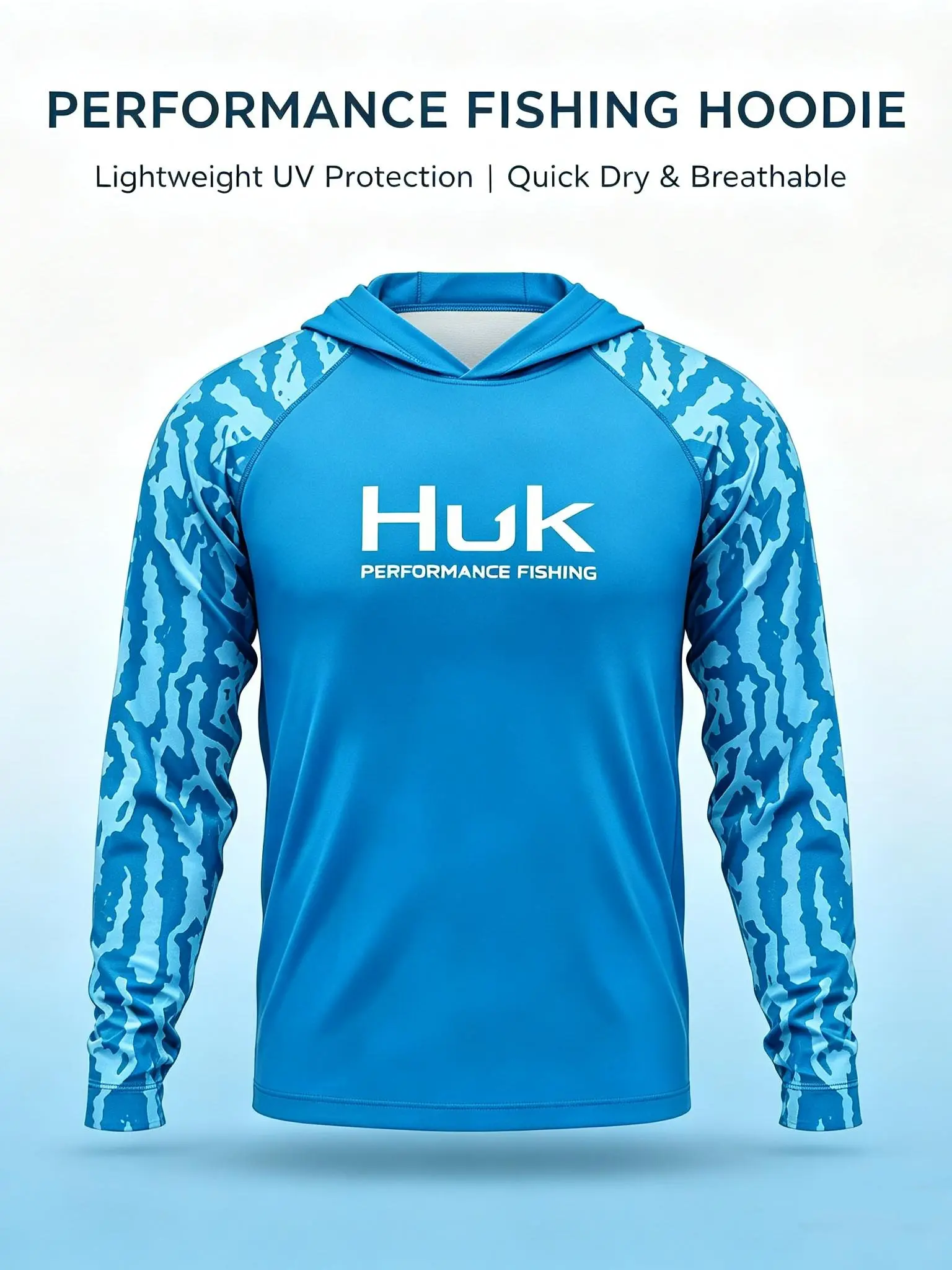 Men's Professional Fishing Hooded Shirt, Long Sleeve, UPF 50 Sun Protection, UV-Resistant, Breathable (Sports & Outdoor Clothing) ocean design
