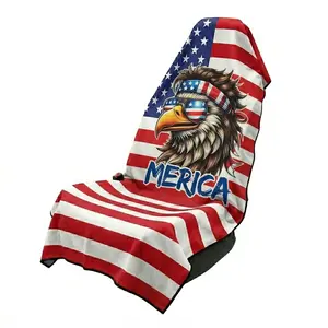Funny American Flag Bald Eagle MERICA Car Seat Cover Towel - Patriotic Universal-Fit Auto Seat Protector, Men's Automotive Accessory for Gym & Everyday Driving Gift