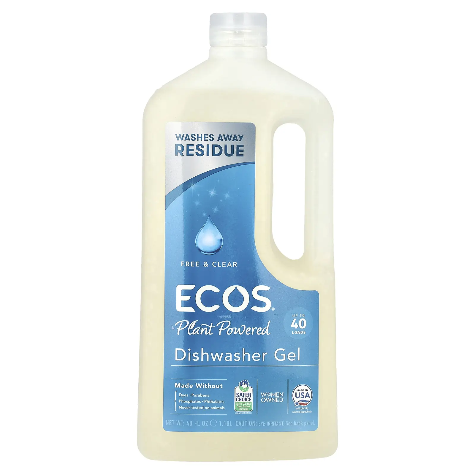 Ecos®, Plant Powered Dishwasher Gel, Free & Clear, 40 fl oz (1.18 L) Ecos®, Plant Powered Dishwasher Gel, Free & Clear, 40 fl oz (1.18 L)