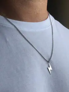 Silver Color Lightning Bolt Necklace, Instant Street Style, High-End Minimalist Clavicle Chain, Fashion Unisex Jewelry