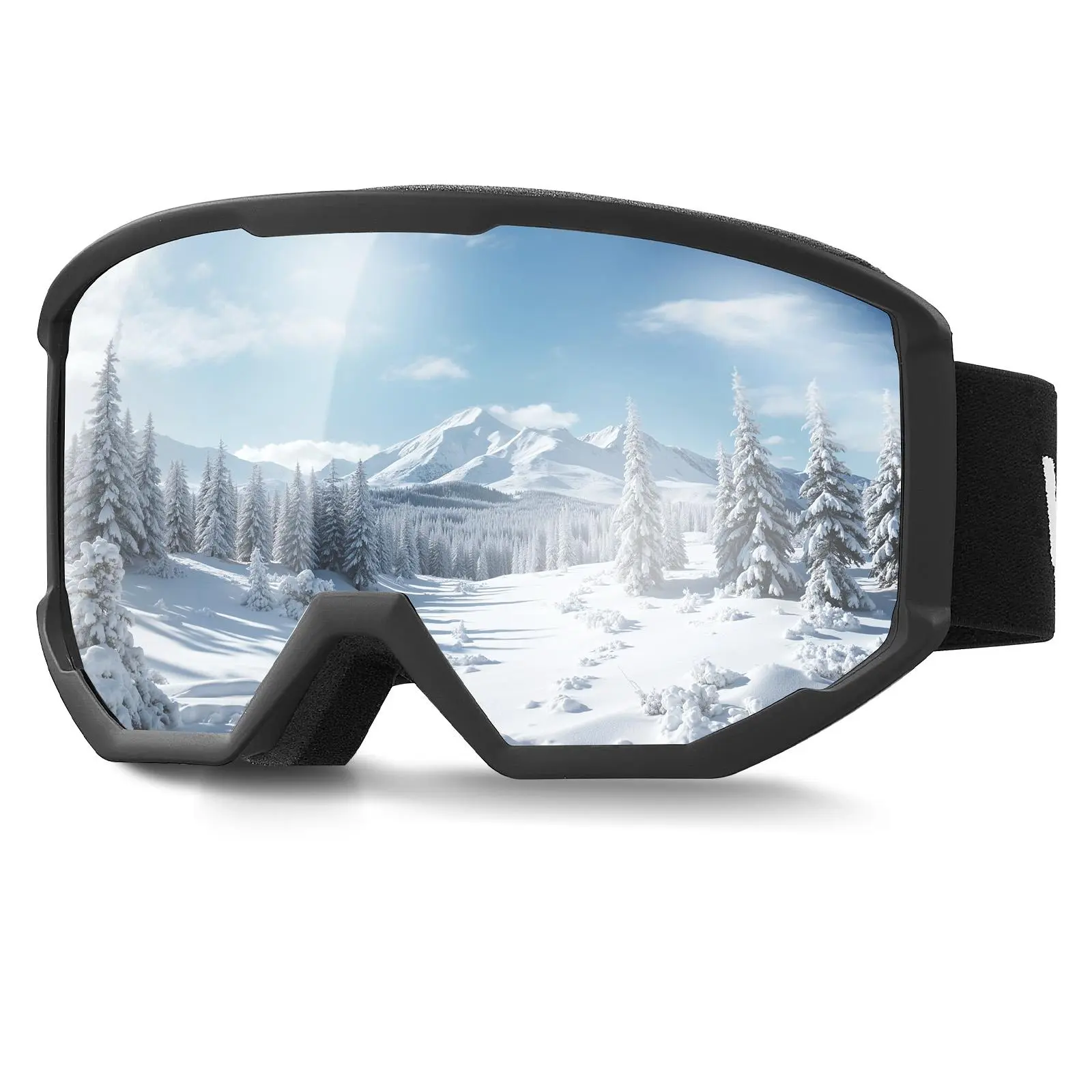 Cylindrical OTG Snow Goggles for Men & Women with Durable Detachable Lens, Adjustable Strap, Fog Free TPU Frame for Skiing, Light Blocking Glasses, Wide-View, Helmet-Fit, Dual Venting