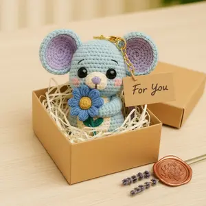 Handmade Knitted Yarn Mouse Material Kit, Cute and Delicate Healing DIY Set, Perfect Gift for Friends and Girls, Birthday Valentine's Day Christmas, Handmade Crochet Figure
