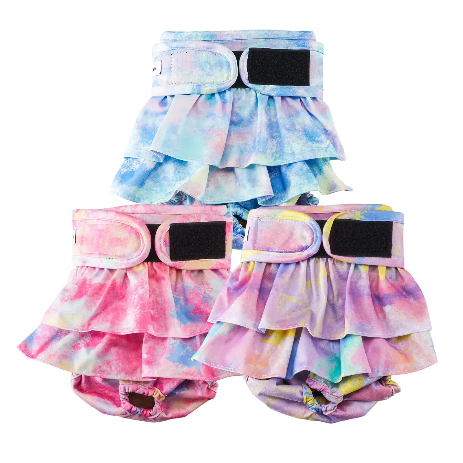 Small Size Premium Fleece Female Dog Diapers, 3-Pack - Eco-Friendly Reusable Pads with Khaki Skirt Design, Leak-Proof, Adjustable Fit, Absorbs Urine for Heat, Incontinence (Home Use), Fur‑Free Removal, Flexible Waistband Moves With Her