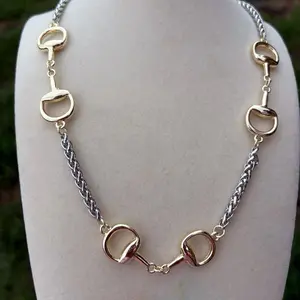 Giddy Up 2 Tone Necklace - Elegant Gold and Silver Horsebit Design for Women's Fashion
