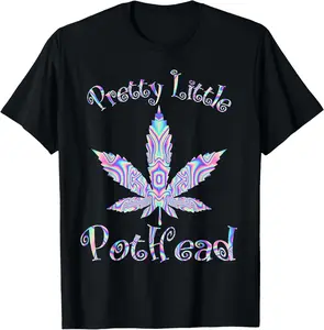 Pretty Little Pothead Weed Canabias 420 Summer Casual Shortsleeve Cotton T-Shirt