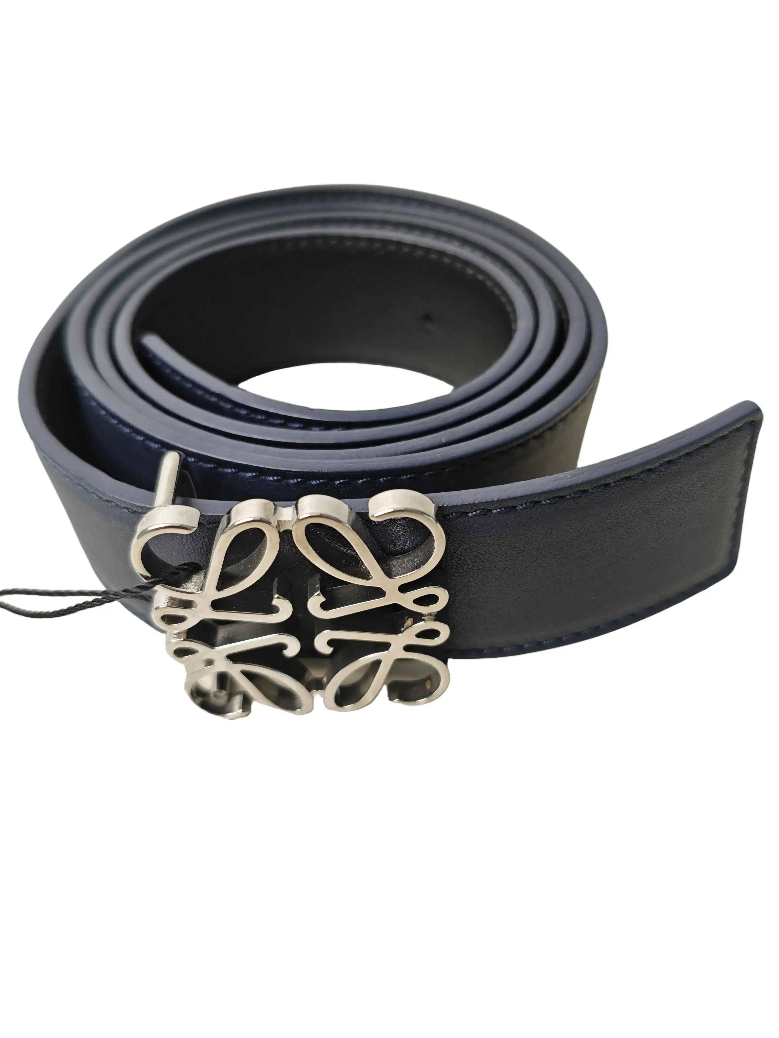 Pre-owned LOEWE Anagram Reversible‑Leather Belt,Loewe Men‑s Leather Belt,Navy‑blue / black reversible sides TKB00000053