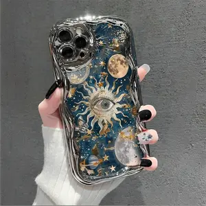 Celestial Sun and Moon themed phone case designed with stunning cosmic artwork compatible with iPhone 17 Air 16 15 14 13 12 11 Pro Max Plus models and made of TPU protective material perfect for astrology lovers friends and family birthdays holidays