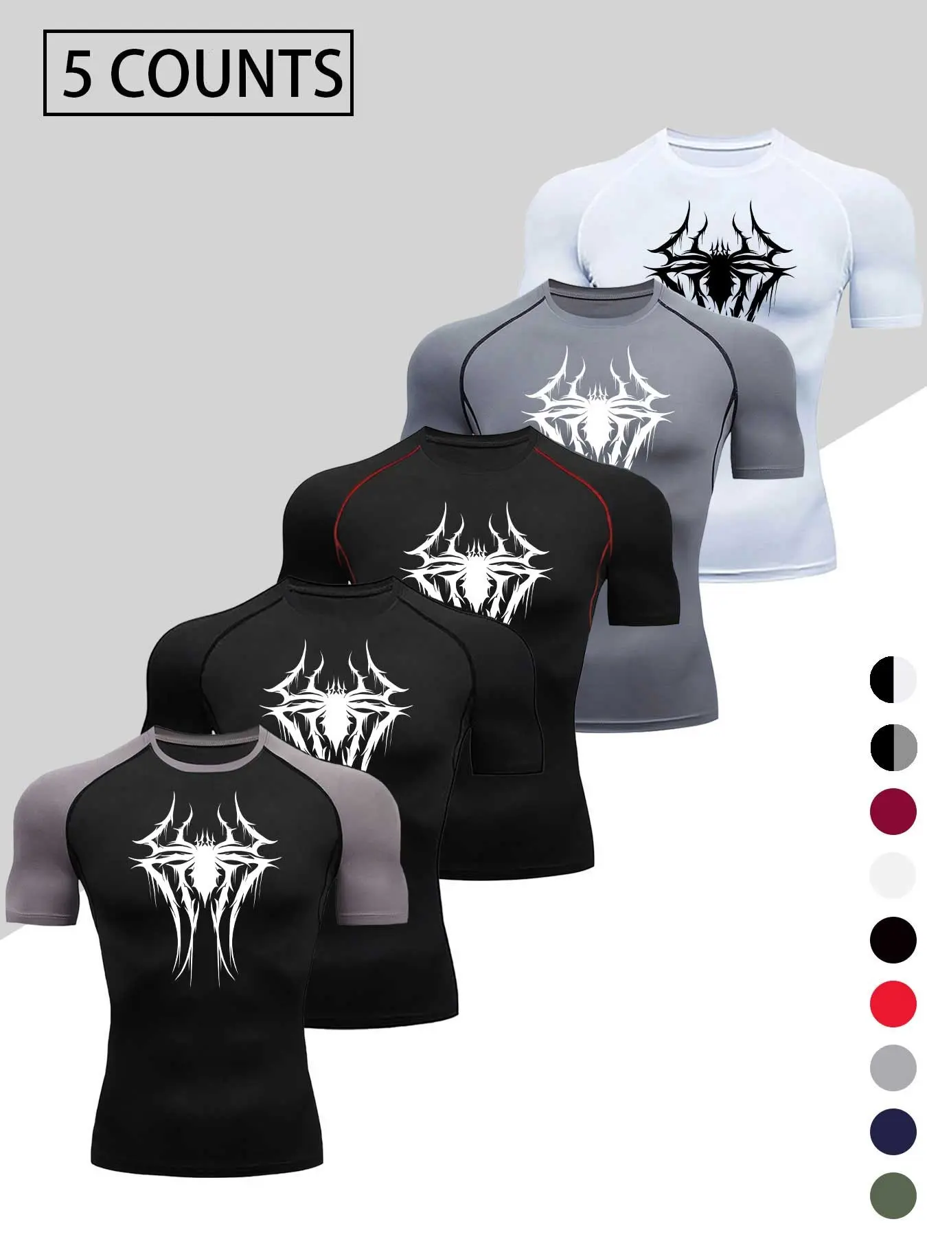 Men's Dragon Print Compression T-Shirt, Quick-Dry Breathable Stretch Fabric, Athletic Fit Short Sleeve Top for Fitness and Outdoor Activities, Dry Fit Tees, Quick Drying Sportswear, Compression Sportswear