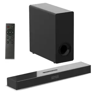 160W soundbar with wired subwoofer for TV, 2.1 deep bass compact soundbar TV monitor speaker home theater surround sound system for PC gaming, with BT/AUX/ARC/optical connections, adjustable treble and bass, 3 audio modes, desktop type.