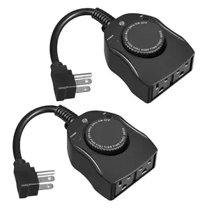 Outdoor Christmas Light Timer,  Sensor Countdown, Outdoor Timers for Electrical Outlets , 2 Grounded Outlets for Christmas Lights, 15A 1/2HP, CSA Listed (2 Pack), Outdoor Lighting