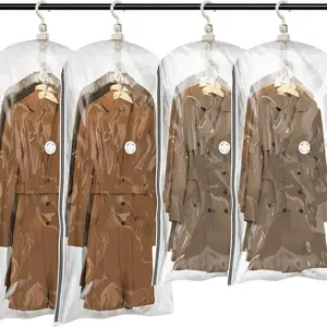 Hanging Vacuum Storage Bag – Coat & Down Jacket Vacuum Bag with Hanging Design, Space-Saving Clothes Organizer, Dustproof, Moisture-Proof, Transparent, Perfect for Seasonal Clothing Storage