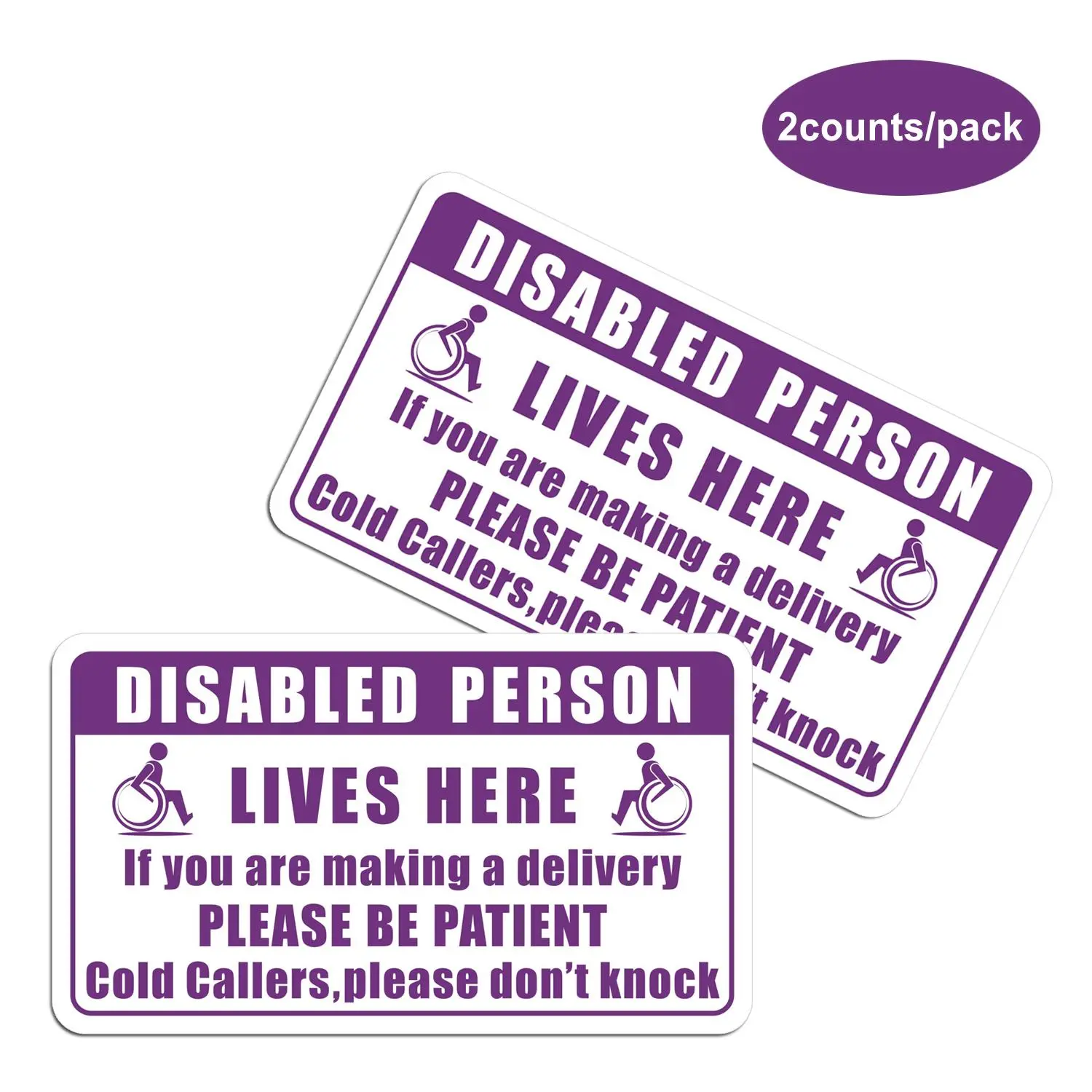 Disabled Person Sticker, 2 Counts/pack Disabled Person Door Sticker, Waterproof & Durable Sticker Label, Sticker Decals, Suitable for Caravan Door Window Wall, Waterproof Stickers