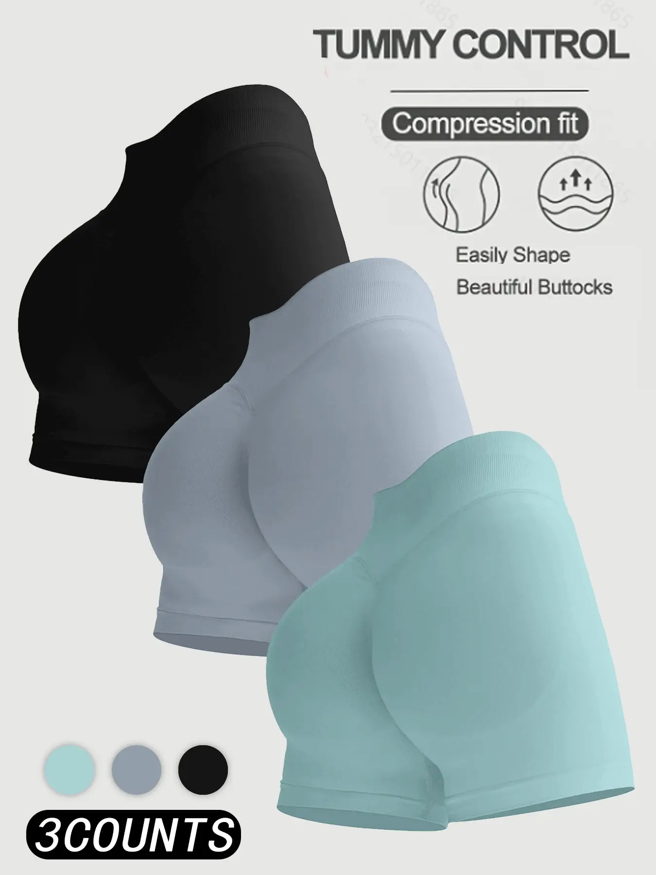 Women's Solid Color Seamless Gym Athletic Wear Activewear Shorts, Butt Lifting Skinny Tummy Control Shorts for Yoga Gym Workout Running, Ladies Sportswear for Indoor Outdoor Wear Compression Shorts