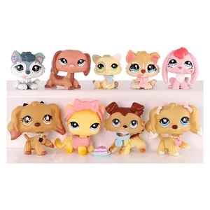 9 PC Mini Figures Collectable Pets, Husky Dachshund Bunny Spaniel Cat Collie for Kids Collectable Gift