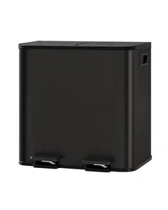 Garvee Dual Compartment Kitchen Trash Can 30L – Stainless Steel Step Pedal Bin – Two 15L Removable Buckets – Soft-Close Lids – Hands-Free Waste Separation & Recycling – Ideal for Home or Office