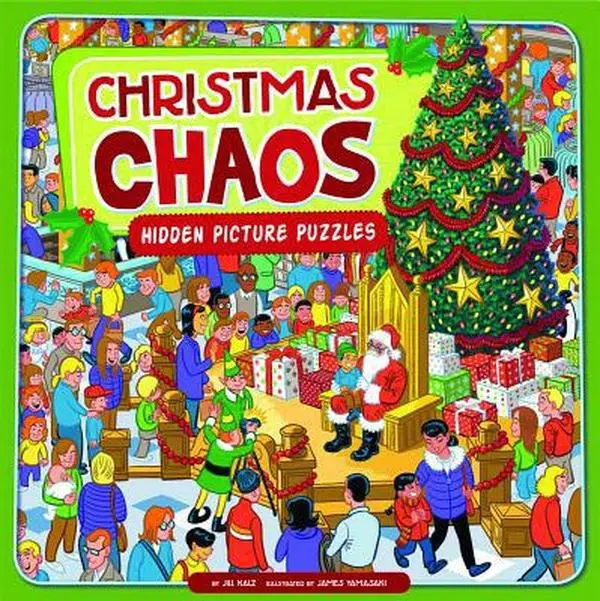 Used Christmas Chaos Hidden Picture Puzzle Book - Hardcover by Jill Kalz, English Educational Book for Children, Hidden Picture Puzzles
