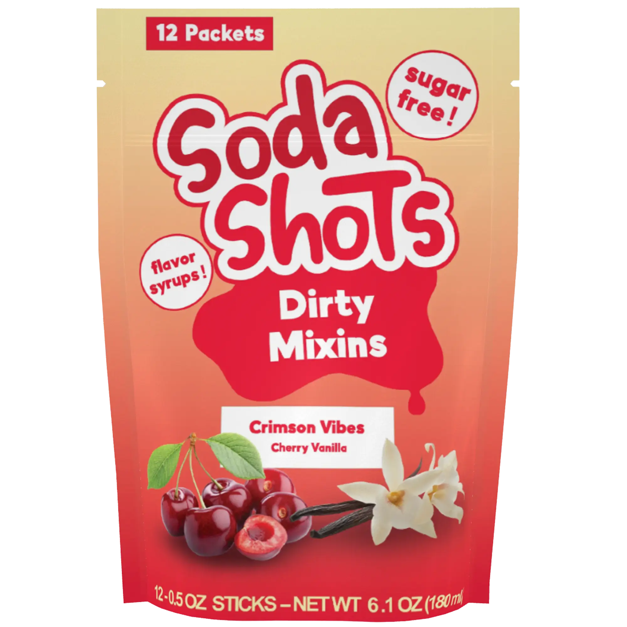 Crimson Vibes Dirty Soda Cherry Vanilla Syrup Mixin, Mix into 12-16oz Sodas, at Home and on the Go.