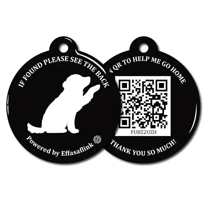 Lightweight Waterproof Metal Smart Pet ID Tag - QR Code, 134.2kHz RFID, No App Required, Microchip Replacement for Daily Wear