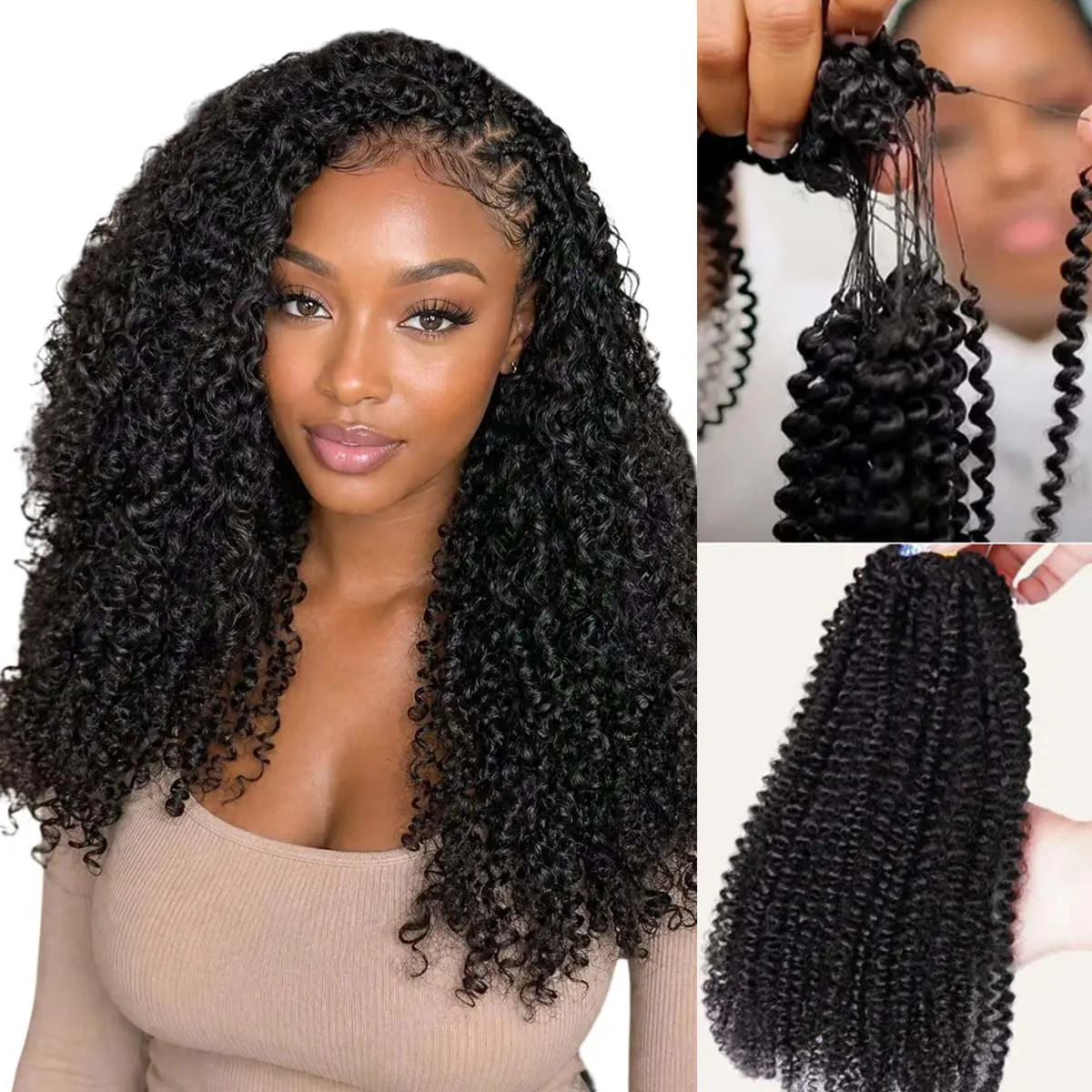 OQ HAIR Afro Curly Knotless Pre-Separated Crochet Hair Extensions Kinky Curly Feather Hair Extensions Human Hair Natural Color OQ HAIR Afro Curly Knotless Pre-Separated Crochet Hair Extensions Kinky Curly Feather Hair Extensions Human Hair Natural Color