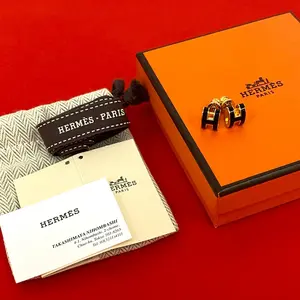 Pre-owned HERMÈS Brass Small Leather Goods Mini Pop H Earrings Accessory