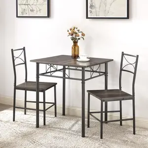 3-Piece Kitchen Dining Room Table Set Grey Chair