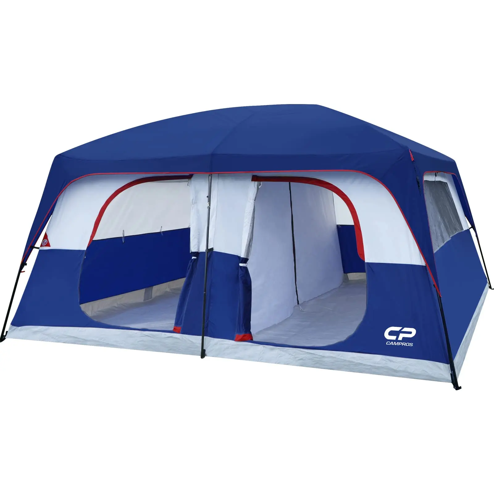 CAMPROS CP Camping Tent 10/12 Person Family Cabin Tent, 2 Room Water Resistant Waterproof Tent with Top Rainfly, 4 Large Mesh Windows, Double Layer, Easy Set Up, Portable with Carry Bag