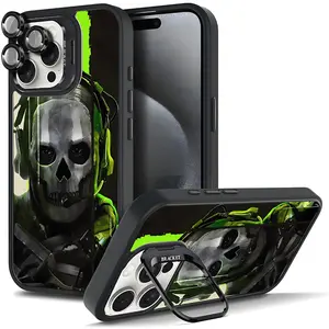 Call of Duty Warrior Skull Pattern Phone Case For Samsung iphone 17 AIR 16 15 14 13 12 11 PRO PLUS MAX COOL Fashionable Tough Magnetic Durable Metal lens frame Film Bracket Stand Gift Full Protection Camera Holder Phone Cases Cover 11X-L0284