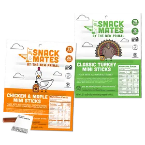 Snack Mates Mini Meat Stick Sampler Chicken & Maple + Turkey, Gluten Sugar Free High Protein Kids Snack, Mini Paleo Jerky Meat Stick (2 Pack, 10 ct)