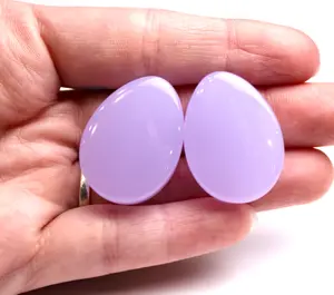 Violet Opalite Glass Teardrop Plugs – Polished Opalite Ear Gauges 8mm–25mm